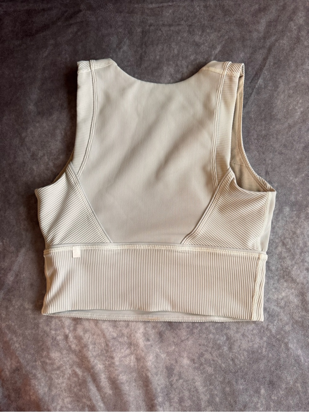 LuluLemon Kick Swerve Ribbed Off White Cream Athletic Crop Top sports bra